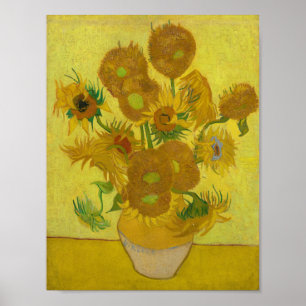 Vincent Van Gogh Sonnenblumen Gelber Hintergrund Poster