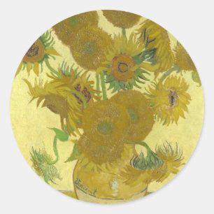 Vincent Van Gogh - Sonnenblumen - Klassisches Gemä Runder Aufkleber