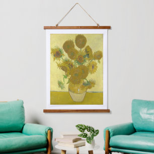 Vincent Van Gogh - Sonnenblumen, vierte Version Wandteppich Mit Holzrahmen