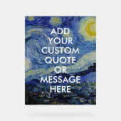 Vincent Van Gogh Starry Night Custom Quote Acrylschild (Vorderseite)