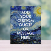 Vincent Van Gogh Starry Night Custom Quote Acrylschild (Neutral)
