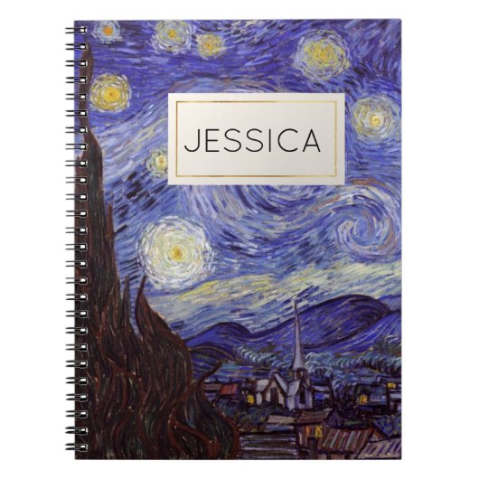 Vincent Van Gogh Starry Night Individuelle Name Notizblock (Vorderseite)