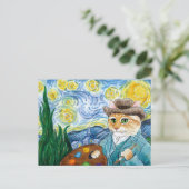 Vincent Van Gogh Starry Night Katzenpostkarte Postkarte (Stehend Vorderseite)