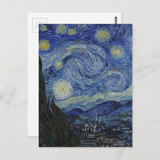 Vincent Van Gogh - Starry Night. Kunstmalerei Postkarte (Vorne/Hinten)
