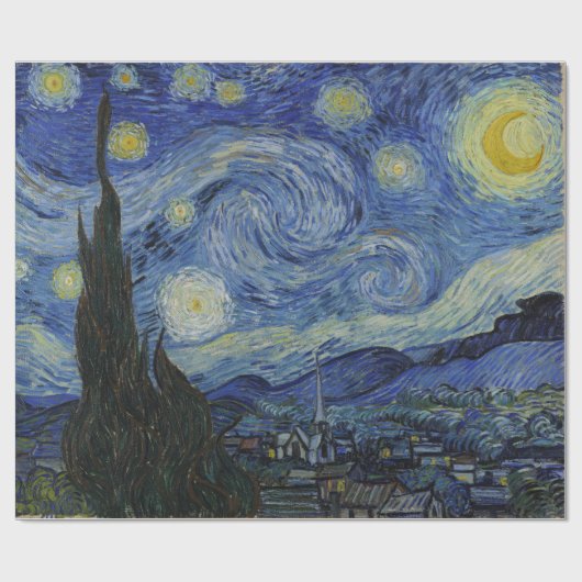 Vincent Van Gogh Starry Night Masterpiece Geschenkpapier (Flach)