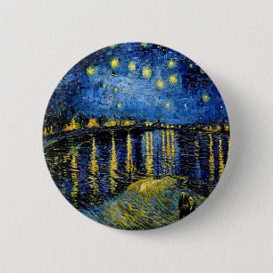 Vincent Van Gogh Starry Night Over the Rhone 1888 Button
