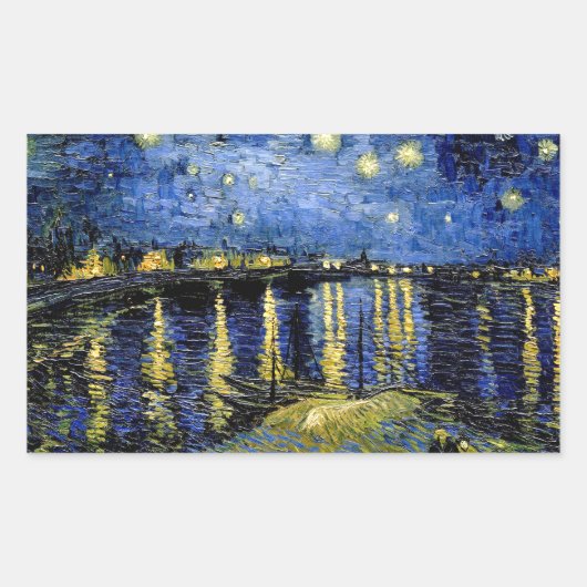 Vincent Van Gogh Starry Night Over the Rhone 1888 Rechteckiger Aufkleber (Vorderseite)