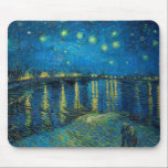 Vincent Van Gogh Starry Night Over the Rhone Mousepad<br><div class="desc">Van Gogh Masterpiece Starry Night - Ein Gemälde von Vincent Van Gogh,  Starry Night Over the Rhone,  zeigt eine Nacht voller Sterne und eine Brücke. In Arles France in der Nacht gemalt,  1888 gemalt.</div>