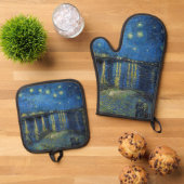 Vincent van Gogh - Starry Night Over the Rhone Ofenhandschuh & Topflappen-Set (Oben Unten)