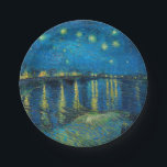Vincent Van Gogh Starry Night Over the Rhone Pappteller<br><div class="desc">Van Gogh Masterpiece Starry Night - A painting by Vincent Van Gogh,  Starry Night Over the Rhone,  shows a night filled with stars,  and a bridge. Painted in Arles France at night time,  painted in 1888.</div>