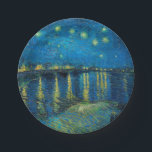 Vincent Van Gogh Starry Night Over the Rhone Pappteller<br><div class="desc">Van Gogh Masterpiece Starry Night - A painting by Vincent Van Gogh,  Starry Night Over the Rhone,  shows a night filled with stars,  and a bridge. Painted in Arles France at night time,  painted in 1888.</div>