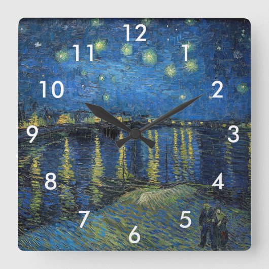 Vincent van Gogh - Starry Night Over the Rhone Quadratische Wanduhr (Vorderseite)