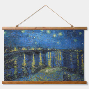 Vincent van Gogh - Starry Night Over the Rhone Wandteppich Mit Holzrahmen