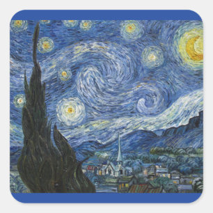 Vincent Van Gogh Starry Night Quadratischer Aufkleber