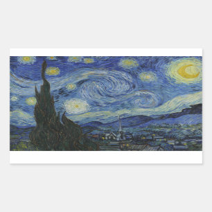 Vincent van Gogh - Starry Night Rechteckiger Aufkleber