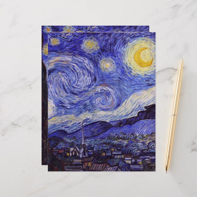 Vincent Van Gogh Starry Night Scrapbook Paper (Vorderseite/Rückseite Beispiel)