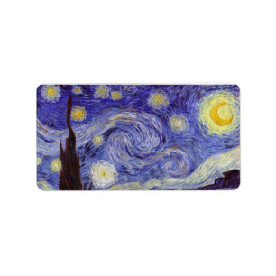 Vincent Van Gogh Starry Night Vintag Kunstkunst Adressaufkleber