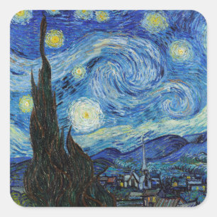 Vincent Van Gogh Starry Night Vintag Kunstkunst Quadratischer Aufkleber