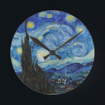 Vincent Van Gogh Starry Night Vintag Kunstkunst Runde Wanduhr<br><div class="desc">Vincent Van Gogh Starry Night Vintage Fine Art Round Clock</div>