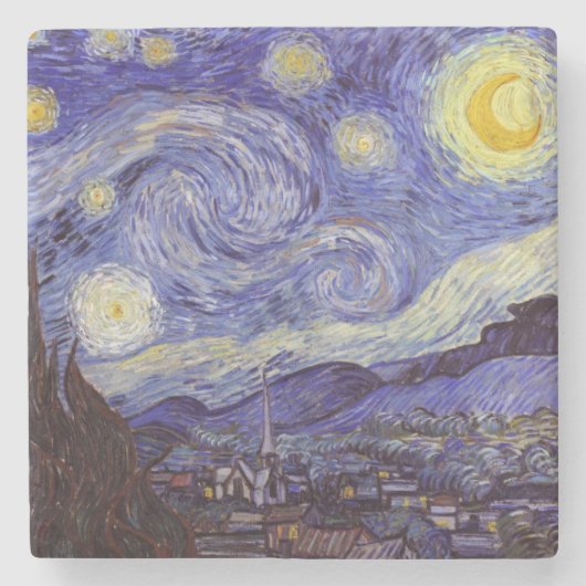 Vincent Van Gogh Starry Night Vintag Kunstkunst Steinuntersetzer (Vorderseite)