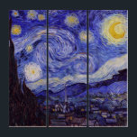 Vincent Van Gogh Starry Night Vintag Kunstkunst Triptychon<br><div class="desc">Vincent van Gogh Starry Night Fine Art Painting Starry Night ist ein Gemälde des niederländischen post-impressionistischen Künstlers Vincent van Gogh. Der blaue Nachthimmel ist voll von wirbelnden Wolken, Sternen und einem hellen Halbmond. Die Sternennacht ist die einzige Nacht in der Serie von Ausblicken aus seinem Schlafzimmerfenster. Bewegung: Post-Impressionismus. Schöne, kunstvoll...</div>
