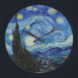 Vincent Van Gogh Starry Night Vintage Kunstgeschic Große Wanduhr<br><div class="desc">Vincent Van Gogh Starry Night Vintage Kunstschätze</div>