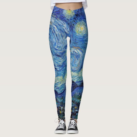 Vincent Van Gogh Starry Night Vintage Kunstgeschic Leggings (Vorderseite)