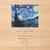 Vincent Van Gogh Starry Night Wedding Acryleinladungen (Vorderseite)