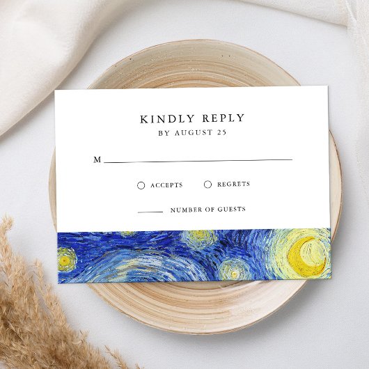Vincent Van Gogh Starry Night Wedding RSVP Karte