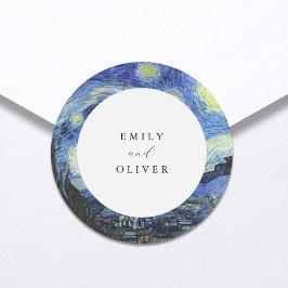 Vincent Van Gogh Starry Night Wedding Runder Aufkleber