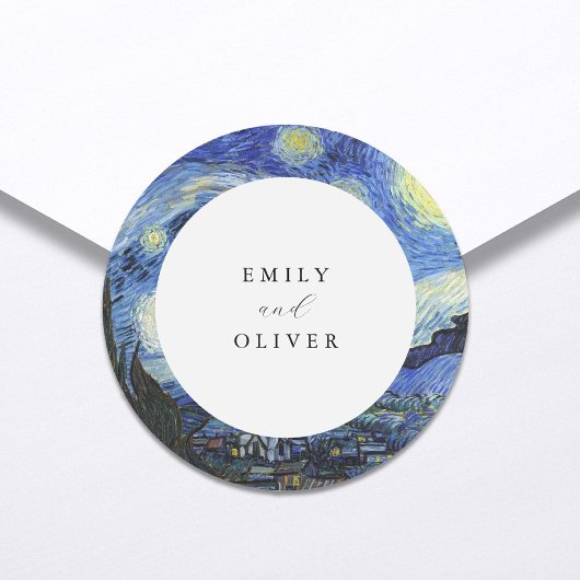Vincent Van Gogh Starry Night Wedding Runder Aufkleber