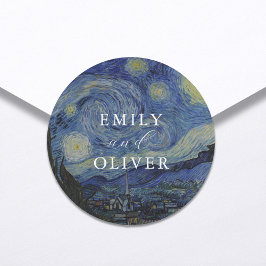 Vincent Van Gogh Starry Night Wedding Runder Aufkleber