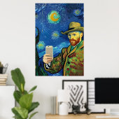 Vincent Van Gogh Starry Selfie Night By Ricaso Poster (Heimbüro)