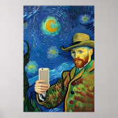 Vincent Van Gogh Starry Selfie Night By Ricaso Poster (Vorne)