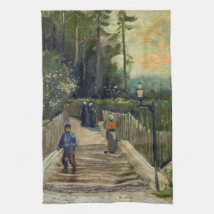Vincent van Gogh - Steiler Weg in Montmartre Geschirrtuch