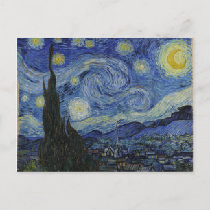 Vincent Van Gogh - Sternennacht. Kunstmalerei Postkarte