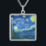 Vincent van Gogh-Sternennacht Sterling Silberkette<br><div class="desc">Van Goghs berühmtes Gemälde "Die Sternennacht". Während seines  am Asyl von Saint Remy in den 1880er Jahren malte van Gogh die sanften Hügel und Zypressenbäume,  die er aus seinem Fenster sah.  Digitale Verstärkung durch PixDezines.Copyright © 2008-2016 PixDezines.com™ und PixDezines™ auf zazzle.com. Alle Rechte vorbehalten.</div>