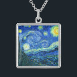 Vincent van Gogh-Sternennacht Sterling Silberkette<br><div class="desc">Van Goghs berühmtes Gemälde "Die Sternennacht". Während seines  am Asyl von Saint Remy in den 1880er Jahren malte van Gogh die sanften Hügel und Zypressenbäume,  die er aus seinem Fenster sah.  Digitale Verstärkung durch PixDezines.Copyright © 2008-2016 PixDezines.com™ und PixDezines™ auf zazzle.com. Alle Rechte vorbehalten.</div>