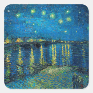 Vincent Van Gogh Sternennacht über der Rhone Quadratischer Aufkleber