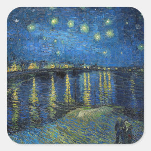 Vincent van Gogh - Sternennacht über der Rhone Quadratischer Aufkleber
