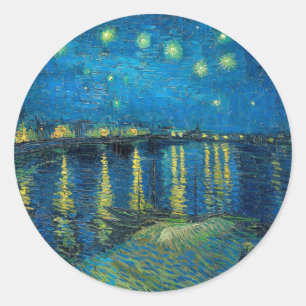 Vincent Van Gogh Sternennacht über der Rhone Runder Aufkleber