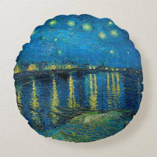 Vincent Van Gogh Sternennacht über der Rhone Rundes Kissen