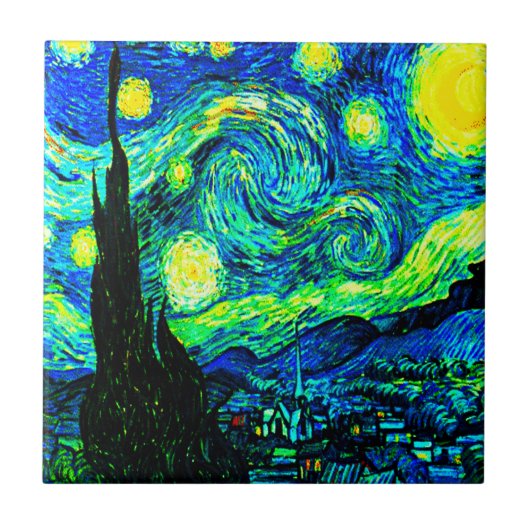 Vincent Van Gogh Sternennacht verbessert Fliese (Vorderseite)