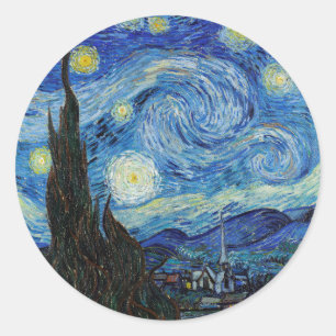 Vincent Van Gogh Sternennacht Vintage Kunst Runder Aufkleber