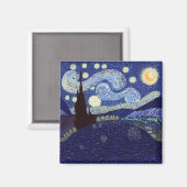 Vincent Van Gogh Stil Starry Night and Lake Magnet (Vorderseite/Rückseite)