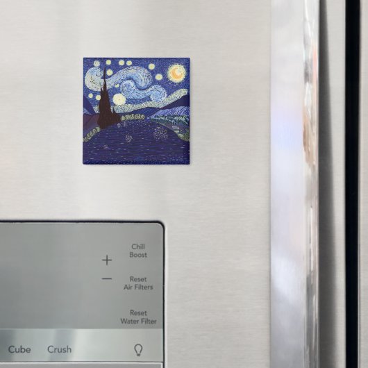 Vincent Van Gogh Stil Starry Night and Lake Magnet (In Situ (Kühlschrank))