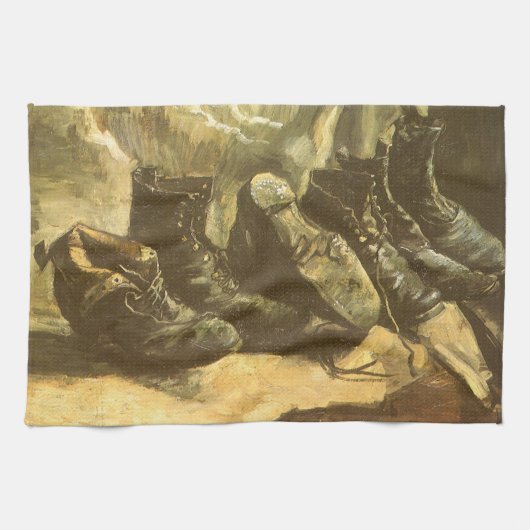 Vincent van Gogh - Still Life Three Pairs of Shoes Geschirrtuch (Horizontal)