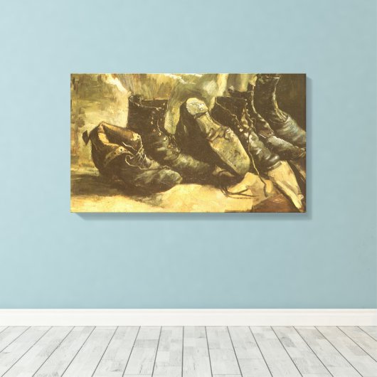 Vincent van Gogh - Still Life Three Pairs of Shoes Leinwanddruck (Insitu (Holzboden))