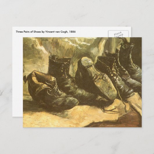 Vincent van Gogh - Still Life Three Pairs of Shoes Postkarte (Vorne/Hinten)