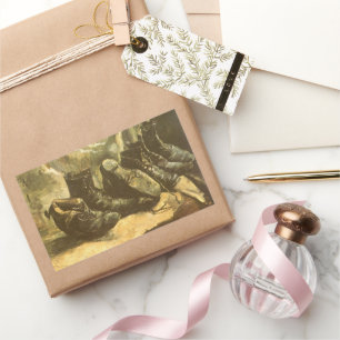 Vincent van Gogh - Still Life Three Pairs of Shoes Rechteckiger Aufkleber